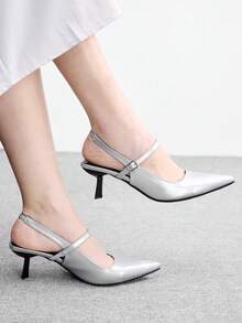 CUCCOO BIZCHIC Women's Fashion Versatile Pointed Toe Pumps - Silver - View 5