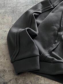 AXEPEAK sweat-shirt à capuche ample et décontracté à manches longues avec imprimé géométrique, taille grande pour hommes - Gris - Voir 4