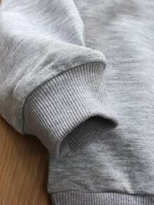 SHEIN Chico joven Sudadera con estampado de letra - Gris - Ver 5