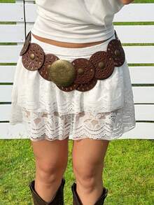 Muchica 时尚西式白色蕾丝女裙 - 白色 - 查看 6