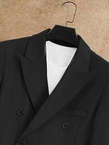 HUEFORM Men's Black Woven Twill Business Formal Suit Men Double Breasted Suit Men S Office Clothes Man Suit Men Suits Black Formal Wear Old Money,Daily Leisure, Weekend Trips, Outdoor Activities, Travel Expeditions, Relaxed Work Environments Or Semi-Formal Occasions, Boyfriend/Husband Gift, Anniversary /Birthday Gift Party Summer Vacation Holiday, Wedding,Spring To Summer Men Suits With Bell Bottoms - Black - View 4