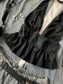 Attitoon 女士复古性感Y2K音乐节朋克露背吊带上衣 - 灰色 - 查看 6