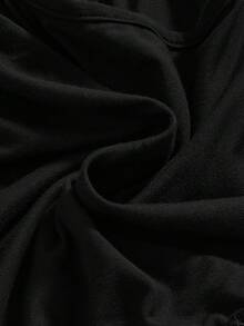 ROMWE Music Festival Vacation Sexy Contrast Lace Halter Neck Tank Top - Black - View 3