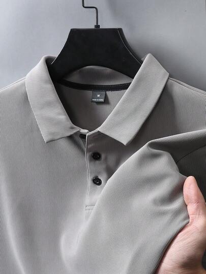 Manfinity Homme Herren einfarbiges Poloshirt mit Reißverschluss am Kragen, kurzärmlig, für den Alltag