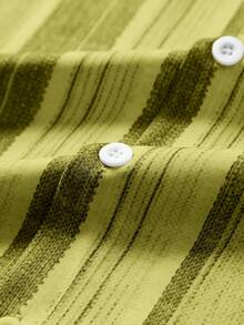 Manfinity Homme Camisa de manga corta con botones y estampado de rayas de contraste para hombres - Multicolor - Ver 4