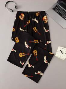 Christmas Funny Allover Print Family Party Santa Claus Snowman Reindeer Cartoon All-Over Print Fashion Men Sleepwear Lounge Pants - Multicolor - View 3