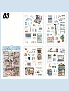 2 Sets Of 8 Pcs Travel Series Sticker Scrapbooking Supplies For Junk Journal - various - View 6