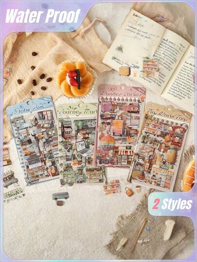 2 Conjuntos de 8 Peças de Adesivos da Série de Viagem, Suprimentos para Scrapbooking para Junk Journal