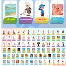 80 tarjetas educativas con imágenes para construir oraciones, tarjetas de escritorio en inglés para la educación de la primera infancia, tarjetas didácticas que promueven el aprendizaje interactivo para niños. - Multicolor - Ver 6