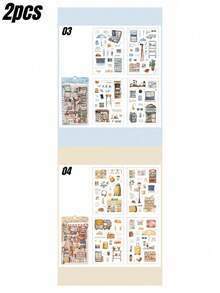 2 Sets Of 8 Pcs Travel Series Sticker Scrapbooking Supplies For Junk Journal - various - View 16