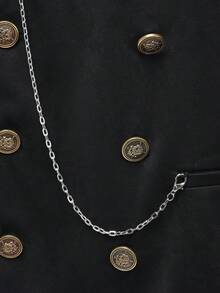 Manfinity Mode Double-Breasted Fashionable & Elegant Lapel Collar Versatile Suit Vest - Black - View 6