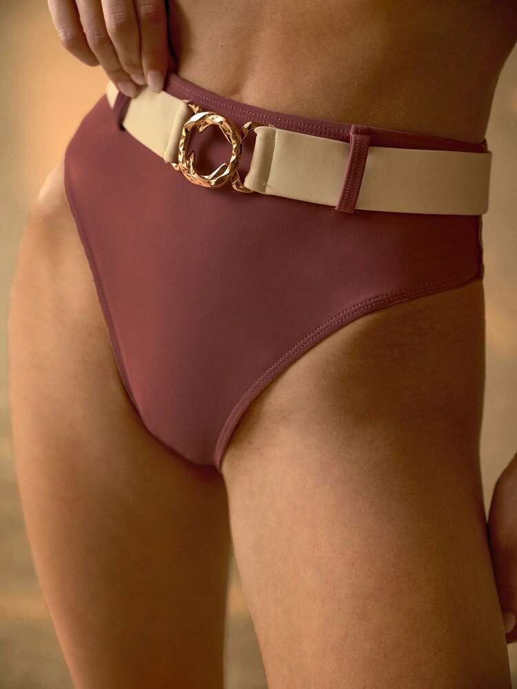 SHEER TIE BOW ENHANCING MOLDED CUP CONTRAST COLOR ELEGANT ROMANTIC VACATION SWIMWEAR SET BIKINI SET