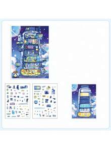 1Set Of 4 Sheets Dream Weaving & Light Crafting 3D Scene-Making Stickers - Cross-Border Student Sticker Pack, DIY 3D Puffy Stickers For Journals - 4pcs - View 6