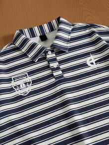 TOKVUE Men's Striped Letter Print Casual Versatile Commuting Short Sleeve Polo Shirt - Multicolor - View 5