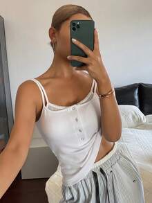 DAZY 1pc Women Built-In Padded Camisole Top - White - View 6