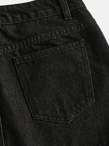 Maija Women's Denim Mini Skirt, Y2K Style, Suitable For Music Concerts, Back To School - Black - View 5