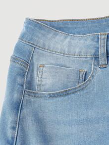 Sweetra Sweet Sexy Casual Women's Plus Size Denim Mini Skirt, Spring & Summer - Light Wash - View 4