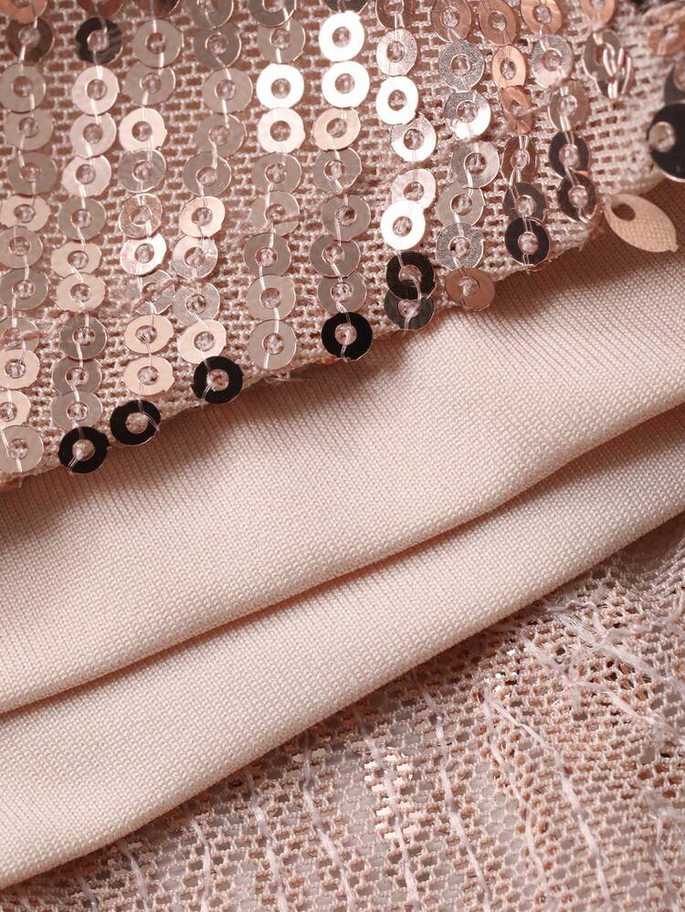 Women's Elegant Sequin Decor Round Neck Mid-Length Dress, Summer Wedding Guest Dress Sparkly Dress Maxi Dress Sundress