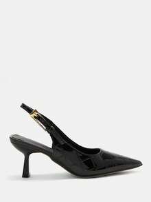 CUCCOO CURVES Women's Fashionable Elegant Pointed Toe Wide Fit High Heels For Christmas - mirror black - View 2