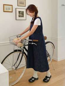 DAZY Sleeveless Denim Dress For Women, Atmospheric Styling, High-End Feel - Blue - View 11