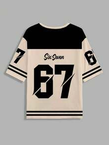 Slaydiva Camiseta de mujer con gráfico de letras y números, de estilo minimalista y casual, adecuada para el verano - Multicolor - Ver 3