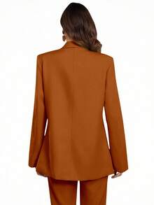 Aveloria Modichic Áo blazer dáng suông cổ bẻ, mở phía trước. - Cà phê nâu - Xem 2