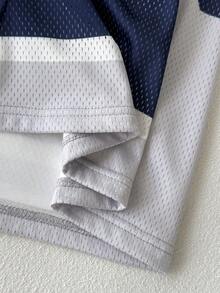 Comfortcana Quần short mùa hè cỡ lớn, kiểu dáng thường ngày, phối màu, in chữ. - Màu xanh lam - Xem 11