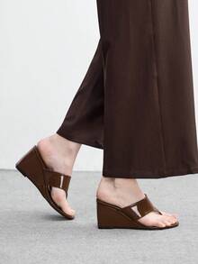 CUCCOO BIZCHIC Women's Rhinestone Embellished Casual Platform Slide Sandals - Coffee Brown - View 5