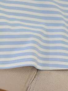 SHEIN 5pcs Baby Boys Toddler Blue White Stripe Solid Print Sleeveless Tank Tops - Multicolor - View 3