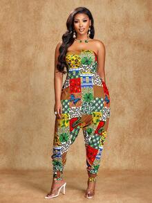 Brilight Women's Spring And Summer Knit One-Piece Pants And All-In-One Pants Feature Eye-Catching And Exaggerated Animal Print Designs, As Well As African Diverse Landscape And Canvas Prints. Daily Leisure, Gatherings, Holidays - Multicolor - View 4