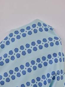 SHEIN Doze Lane Polka Dot Print Casual Round Neck Short Sleeve Pants Women Pajama Set - Baby Blue - View 7