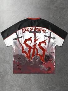 ROMWE MEN Men's Anime Print Short Sleeve T-Shirt, Suitable For Spring/Summer - Multicolor - View 2