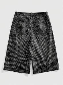 ROMWE MEN Street Life Quần short denim nam dáng rộng, có túi, ống rộng 5 inch. - màu đen - Xem 17