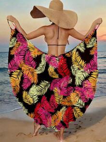 Breezaya Women's Contrast Color Print Vacation Style Cover-Up - Hot Pink - View 2