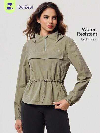 OutZeal 女士户外夹克日常休闲防水前半拉链户外上衣