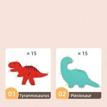 Juego de apilamiento de dinosaurios, torre de bloques de madera interactiva y divertida para equilibrar y jugar en el escritorio - Multicolor - Ver 4
