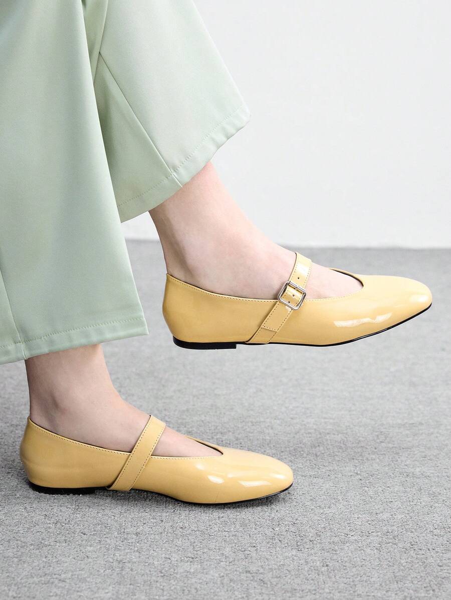 CUCCOO BIZCHIC Women's Fashion Commuter Versatile Casual Mary Jane Flat Shoes For Christmas Spring Shoes - Light yellow - View 1