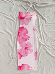 Soleia Women's Floral Print Sleeveless Long Dress, Fashion Summer - Pink - View 3