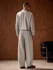 AKNOTIC Men's Solid Color Commuter Suit Set - Christmas Party Banquet Business Casual Jacket And Pants 2 Pieces, Boyfriend Gift Holiday Outfit Men Suit Baggy Zoot Suit Men Old Money Men Outfit Men Linen Suits Seersucker Suit Men Men S Suit Set Men Pinstripe Suit Men 2 Piece Set Stripe - Grey - View 8