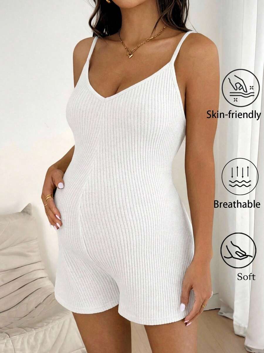 SHEIN 夏季日常白色针织连体裤,采用超柔软、舒适且高弹面料制成。可调节肩带纯色孕妇连体裤,白色连体衣,女士连体裤,女士连体衣,女士塑身连体衣,白色塑身连体衣,女士塑身连体裤,女士连体衣,女士性感连体衣,女士运动连体裤,瑜伽连体裤,Y2K连体裤,女士连身裤,夏季女士连体衣,女士度假套装,无缝连体裤,塑身连体裤。 - 白色 - 查看 1