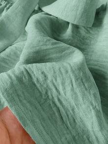 SHEIN Frenchy Áo hai dây không tay màu trơn, viền bèo nhún, kiểu dáng thanh lịch, thích hợp cho mùa hè. - Màu xanh Bạc hà - Xem 5