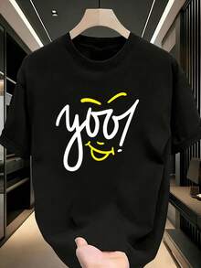 Men's fashionable printed short-sleeved crew neck casual summer short-sleeved top, machine washable, comfortable outdoor casual wear, machine washable shirt - Negro - Ver 3