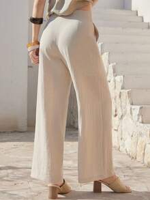 DAZY Women's Solid Color Casual/Formal Pants, Suitable For Spring, Summer, Valentine's Day, Wedding Business Casual Woman - Khaki - View 2