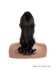 QUICK WEAR Ponytail Human Hair Clip On Ponytail Ponytail Extension 16 Inch Claw Clip Ponytail Extension Long Wavy Clip On Ponytails For Women Natural Black 100% Human Hair Extensions Ponytails Hair Extension - Natural Black - View 19