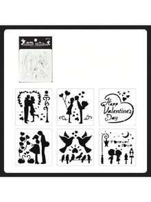 1Set Of 4 "Whispers Of Love" Hollow-Out Hand-Copy Newspaper Stencils - Cross-Border PET Material Spray-Painting DIY Drawing Templates - Sets - View 5