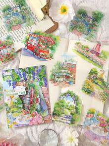 一套10张PET防水日记贴纸，自然美学贴纸，适用于日记、剪贴簿、DIY工艺品和艺术用品 - 多款 - 查看 14