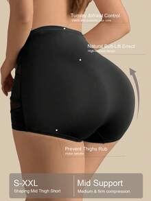 Women's Mesh Patchwork Shaping Cinched Waist Pants - Black - View 2