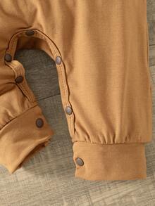 SHEIN 男嬰3D耳朵設計條紋和卡通圖案1連身褲帶1帽 - 彩色 - 查看 7