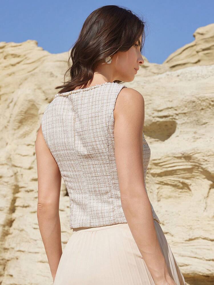 Women's Sleeveless Casual Design Old Money Vest, Versatile Jacket Outerwear, Suitable For Spring, Summer, Valentine's Day