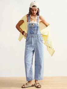 Bohemela Damen Jumpsuit in Große Größen mit gestreifter Tasche und weitem Bein - Verschiedenfarbig - Übersicht 6